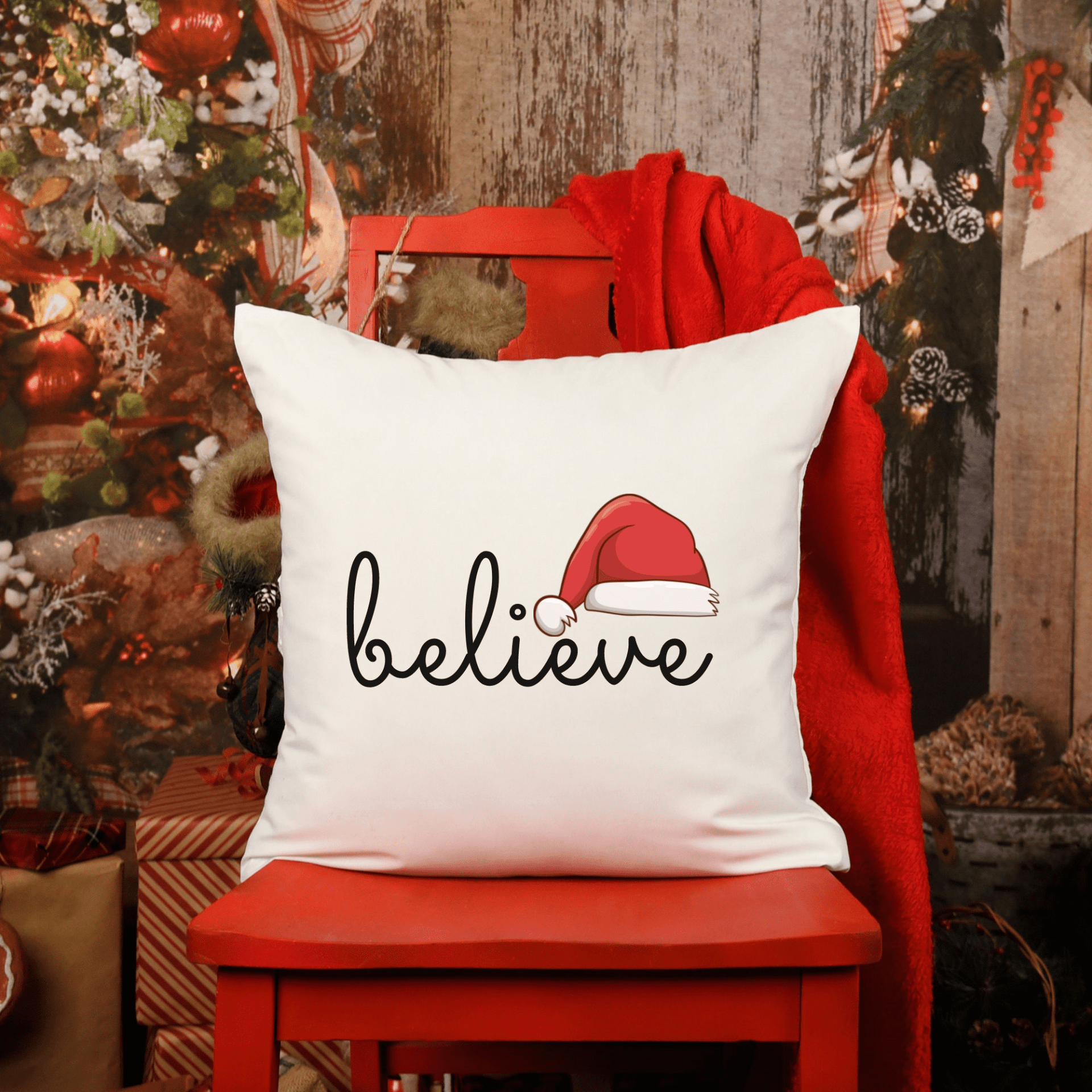 Believe Sarcastic Christmas Pillow Funny Christmas Santa Throw