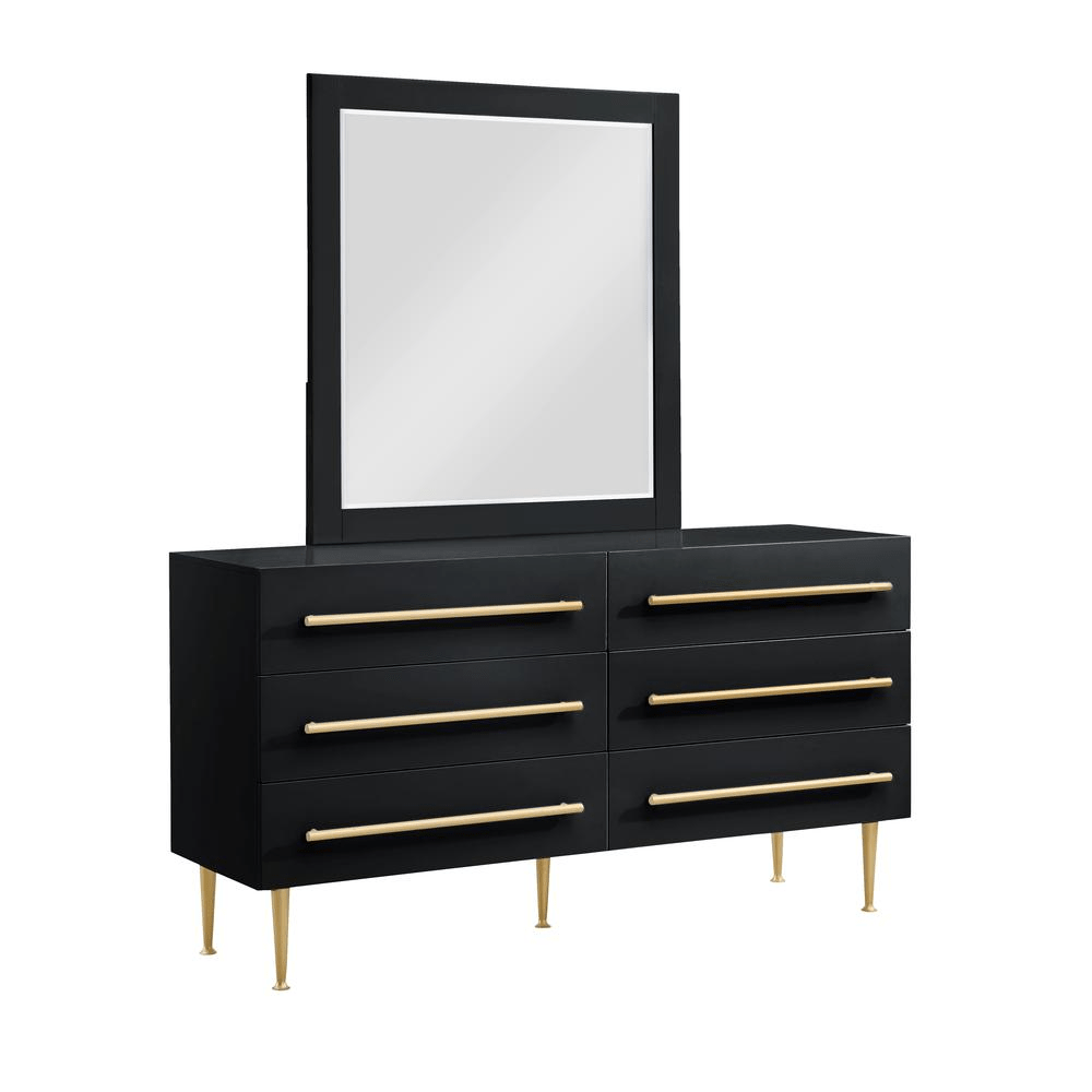 Bellanova Black Dresser with Mirror with Gold Accents Bellanova Black Dresser with Mirror with Gold Accents