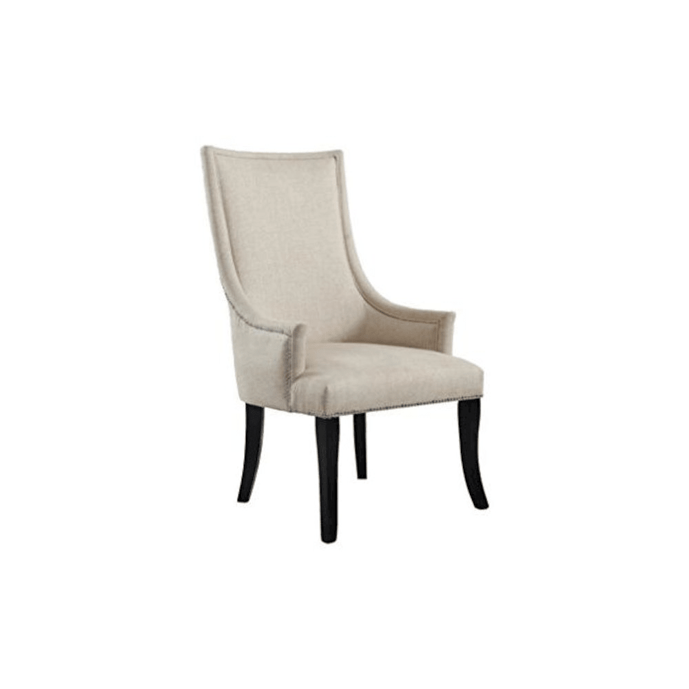Best Master Melville Fabric Upholstered Accent Chair in Natural/Silver Nail Head - Mervyns