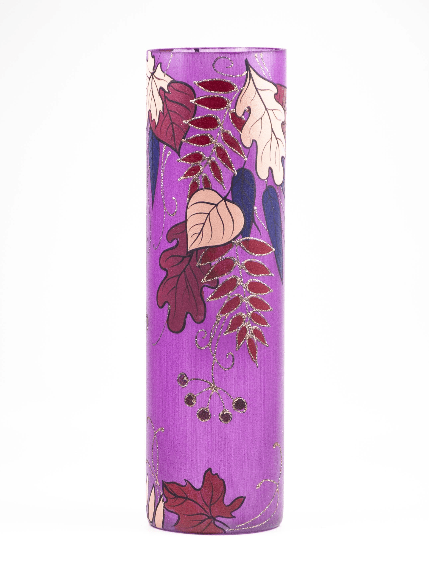 Bright autumn | Art decorated glass vase | Glass vase for flowers | Cylinder Vase | Interior Design | Home Decor | Large Floor Vase 16 inch - Mervyns