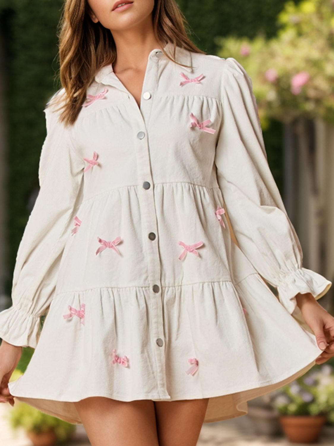 Collared Neck Flounce Sleeve Mini Dress - Mervyns Collared Neck Flounce Sleeve Mini Dress - Mervyns