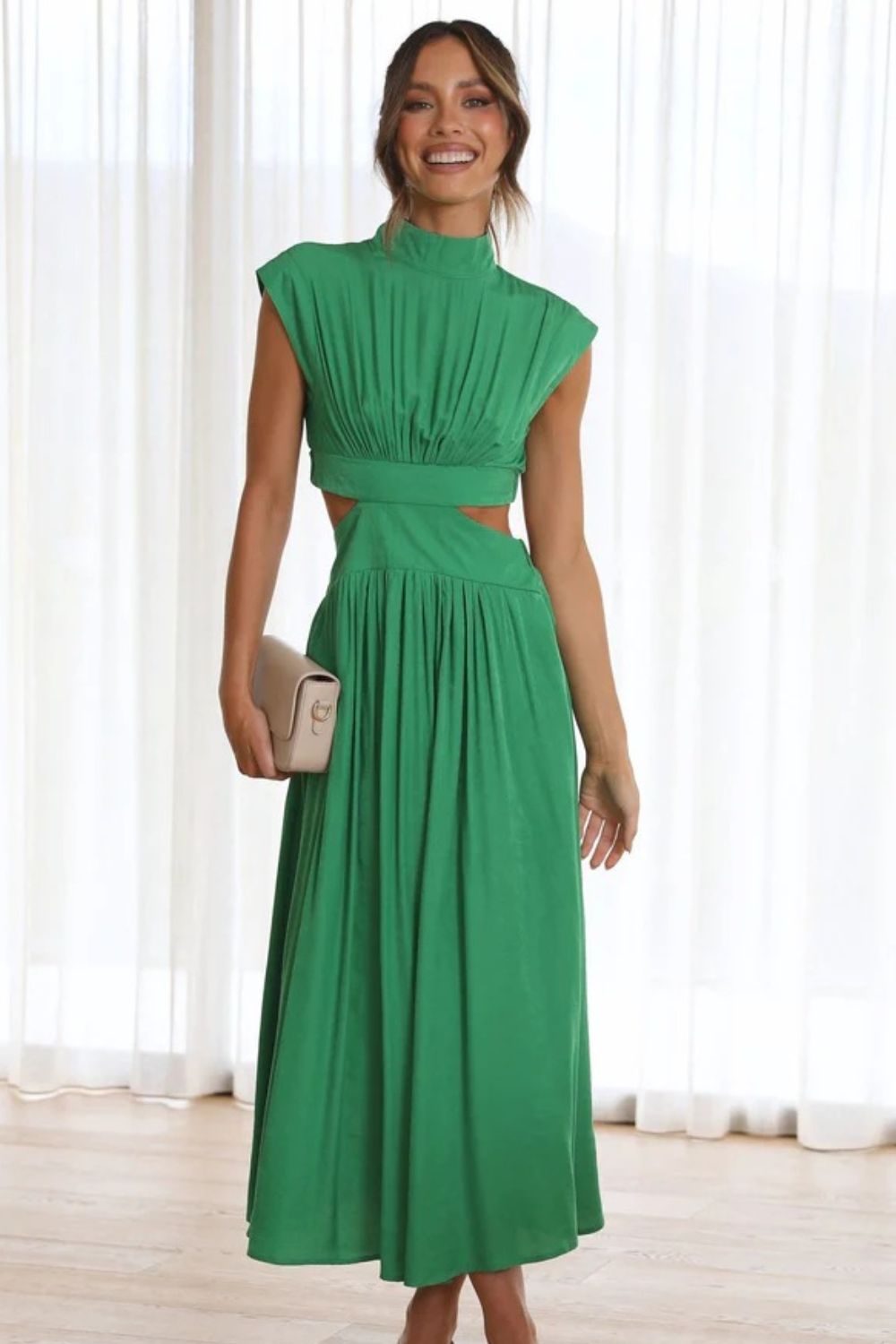 Cutout Mock Neck Sleeveless Ruched Dress - Mervyns Cutout Mock Neck Sleeveless Ruched Dress - Mervyns