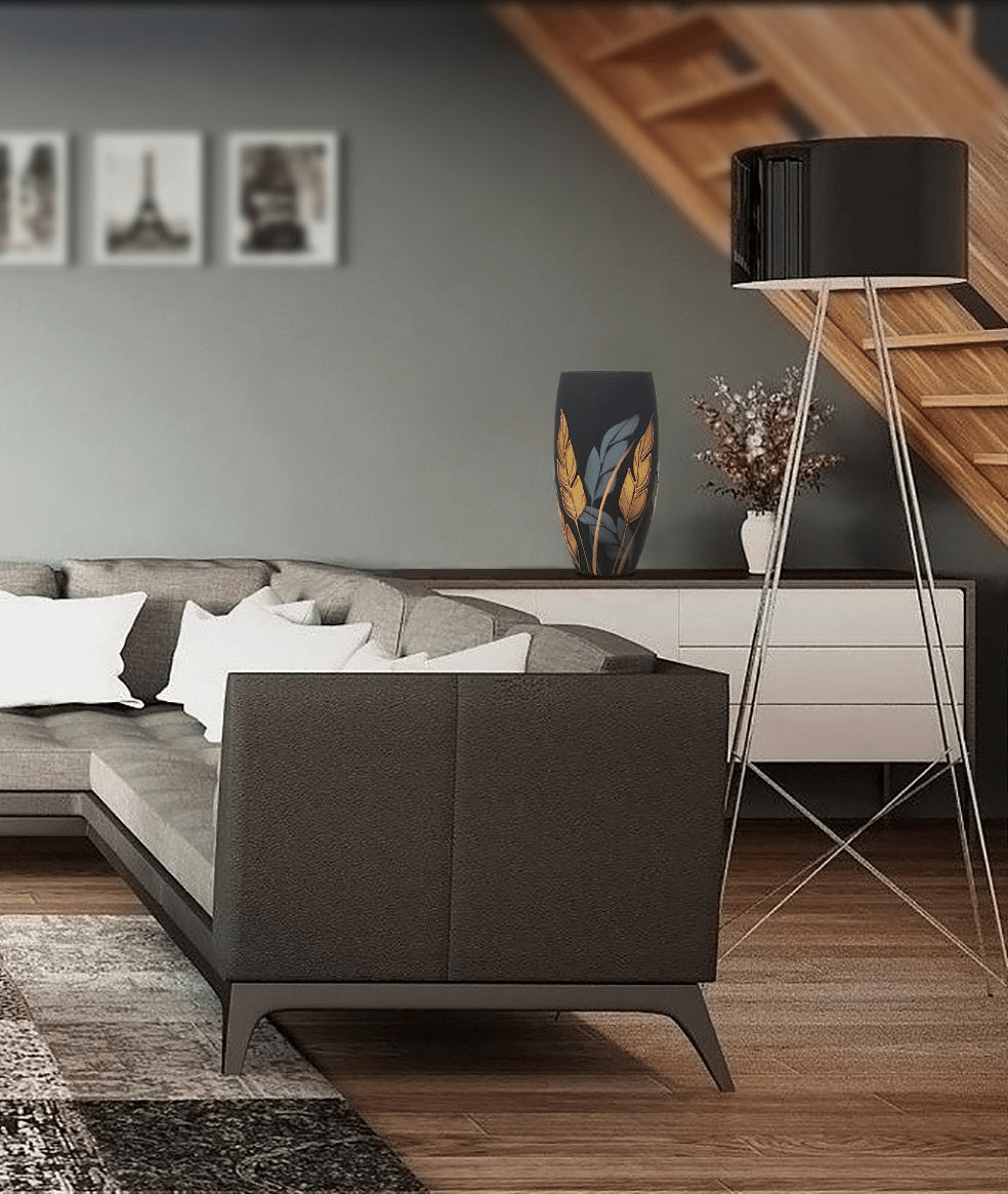 Handpainted Glass Vase for Flowers | Painted Art Glass Oval Vase | Nature Home Decor | Table vase 12 inch. - Mervyns