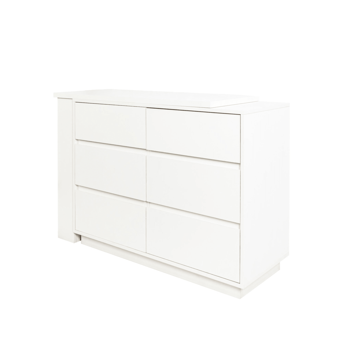 L-Shaped Desk and Vanity Combo with 6 Drawers, Extendable Tabletop, and Large Capacity Storage for Office and Bedroom Makeup - Mervyns