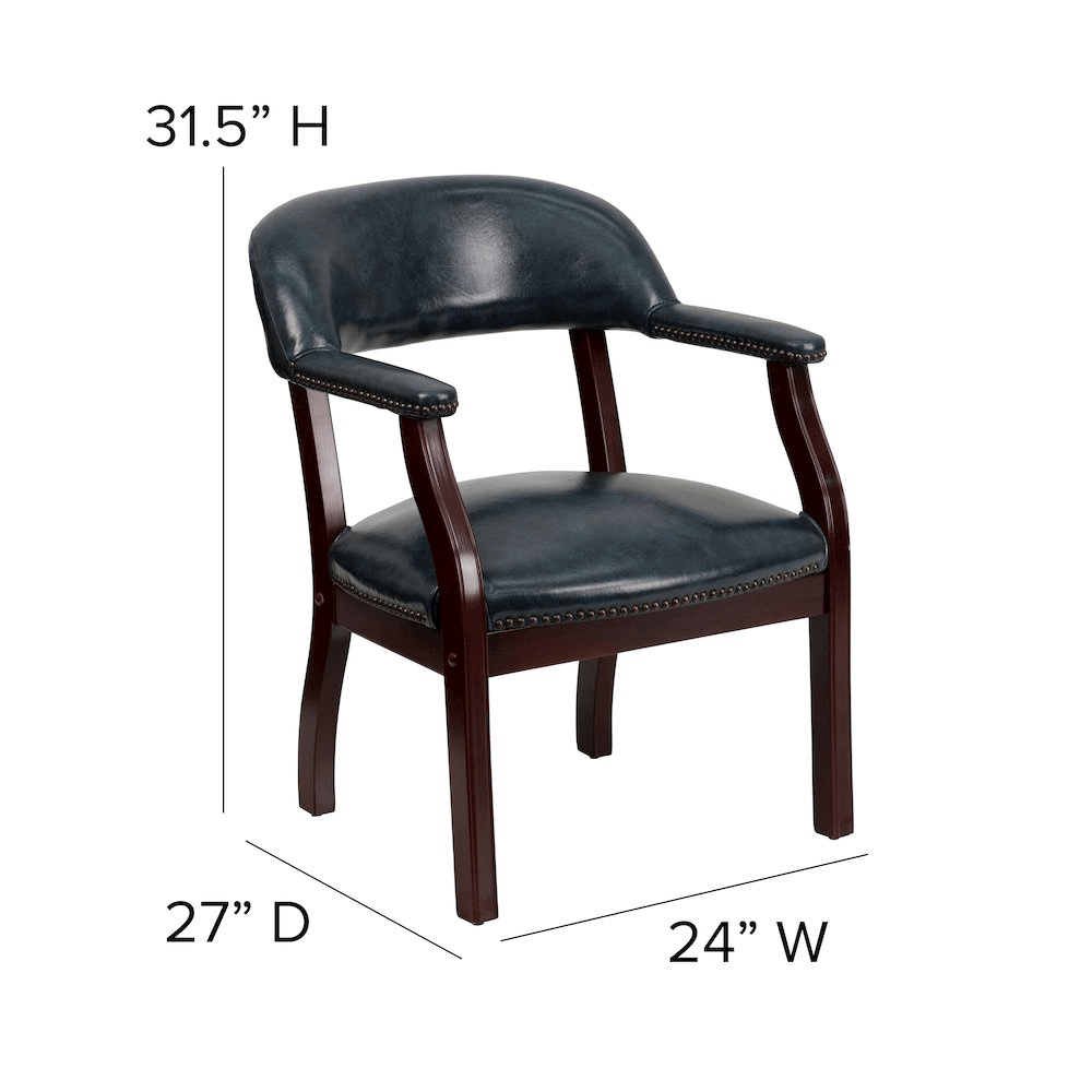Navy Vinyl Luxurious Conference Chair with Accent Nail Trim - Mervyns