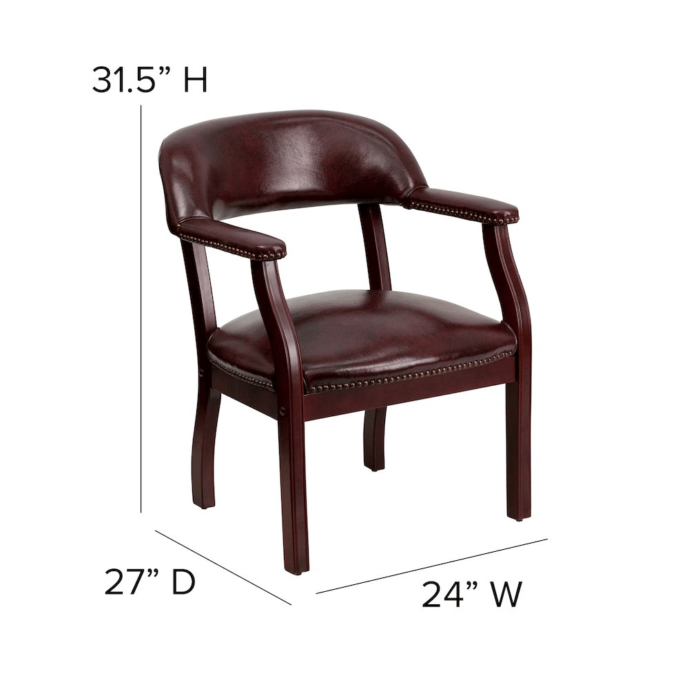 Oxblood Vinyl Luxurious Conference Chair with Accent Nail Trim - Mervyns