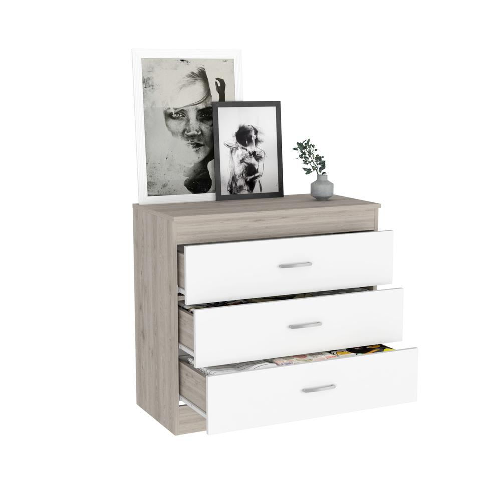 Zurich Three-Drawers Dresser-Light Grey/White