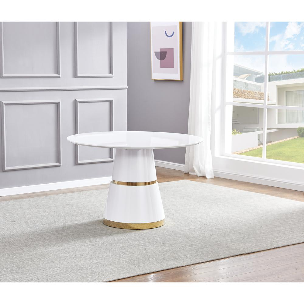 Taylor White Lacquer Round Dining Table