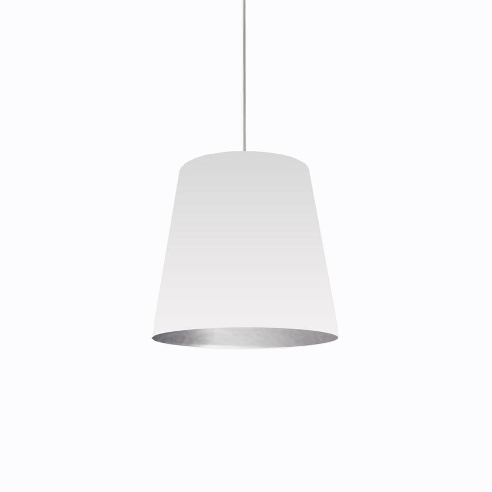 Gianna 1LT Oversized Drum Pendant, Medium - White/Silver