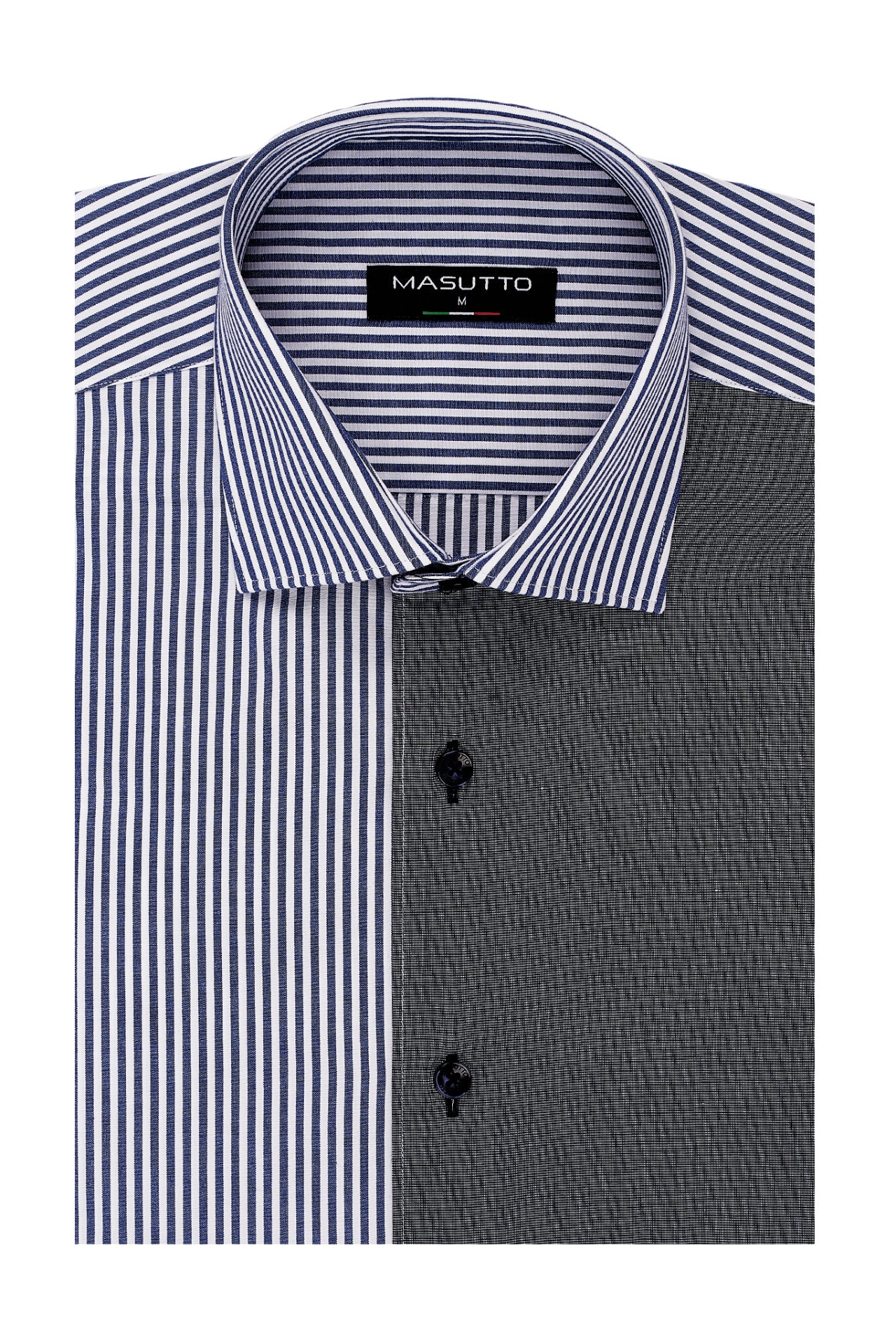 MASUTTO NAVY BLUE EMILIO SHORT SLEEVE BUTTON DOWN SHIRT
