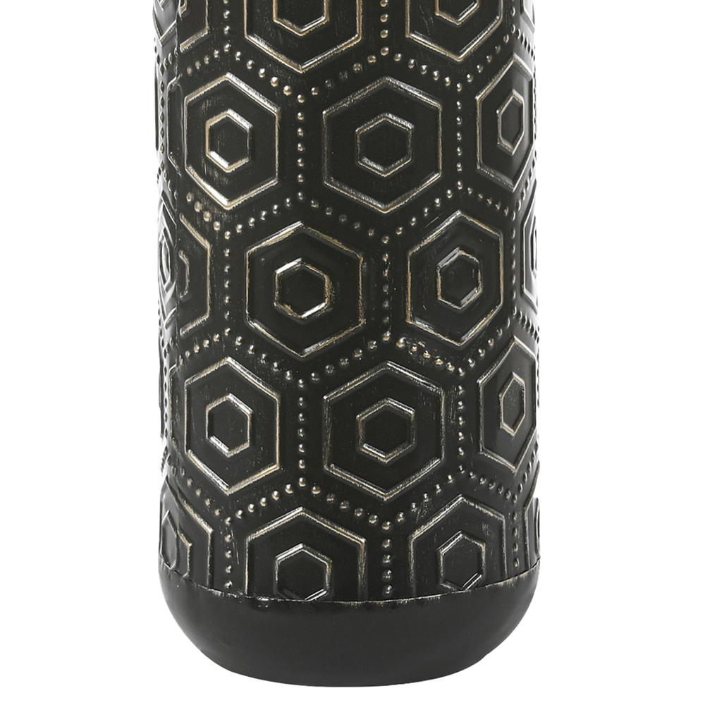 Set of 2 Black and Silver Metal Bottle Vases