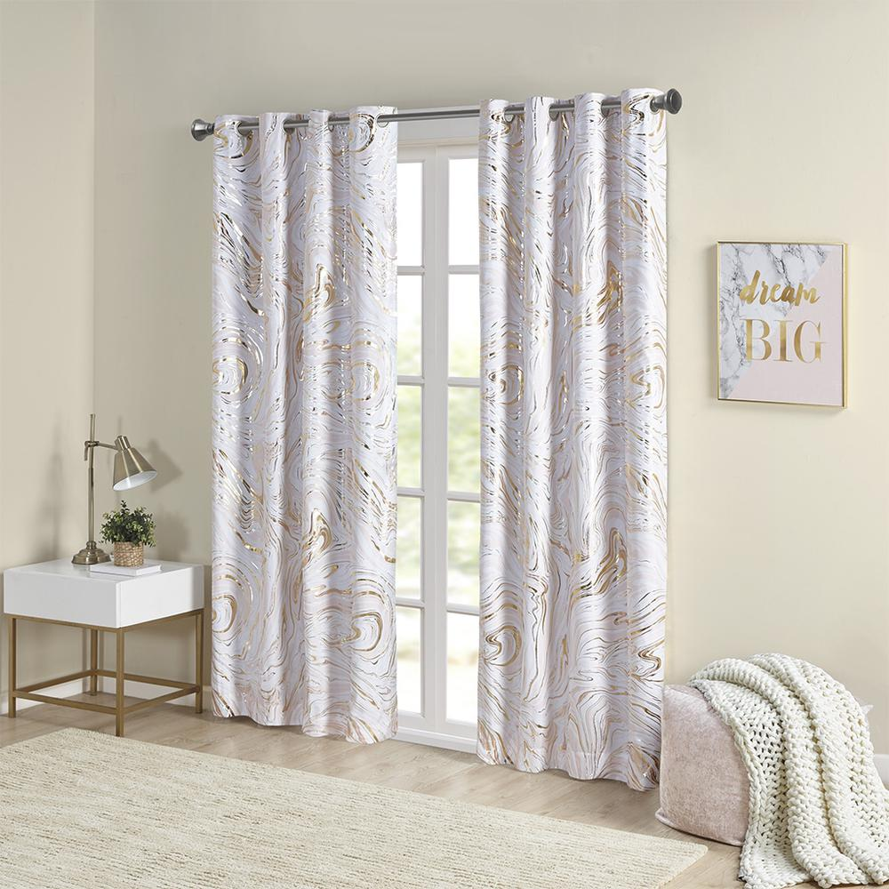 Rebecca Grommet Top Printed Marble Metallic Blackout Curtain