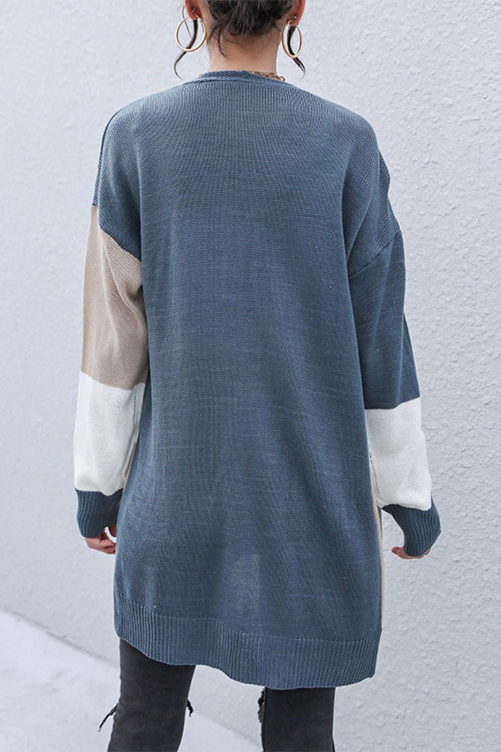 Color Block Dropped Shoulder Cardigan - Mervyns