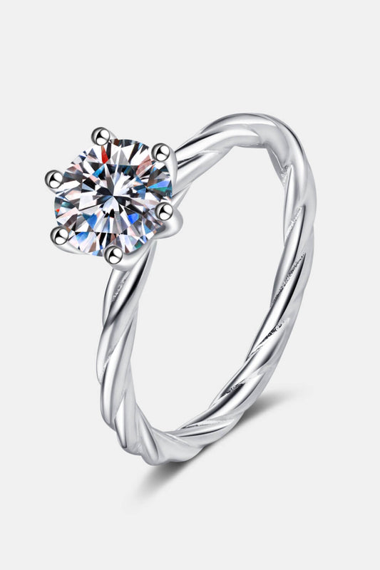 1 Carat Moissanite 6 - Prong Twisted Ring - Mervyns