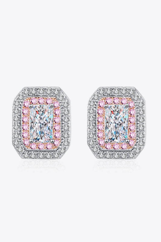 1 Carat Moissanite and Zircon Contrast Geometric Stud Earrings - Mervyns