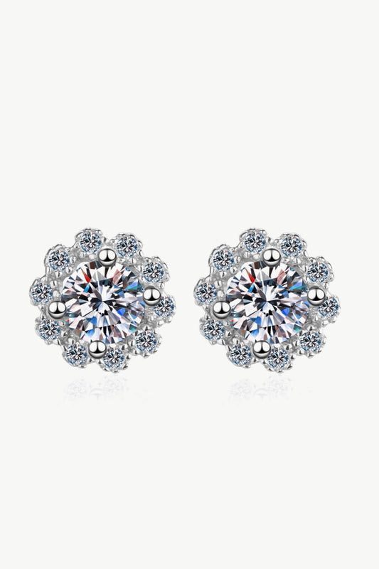 1 Carat Moissanite Floral - Shaped Stud Earrings - Mervyns