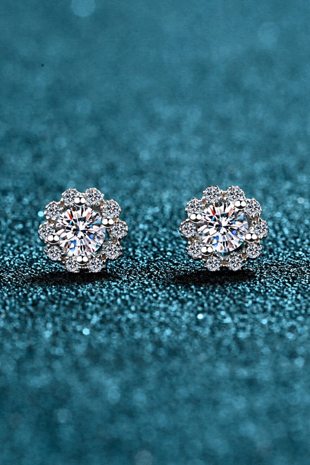 1 Carat Moissanite Floral - Shaped Stud Earrings - Mervyns