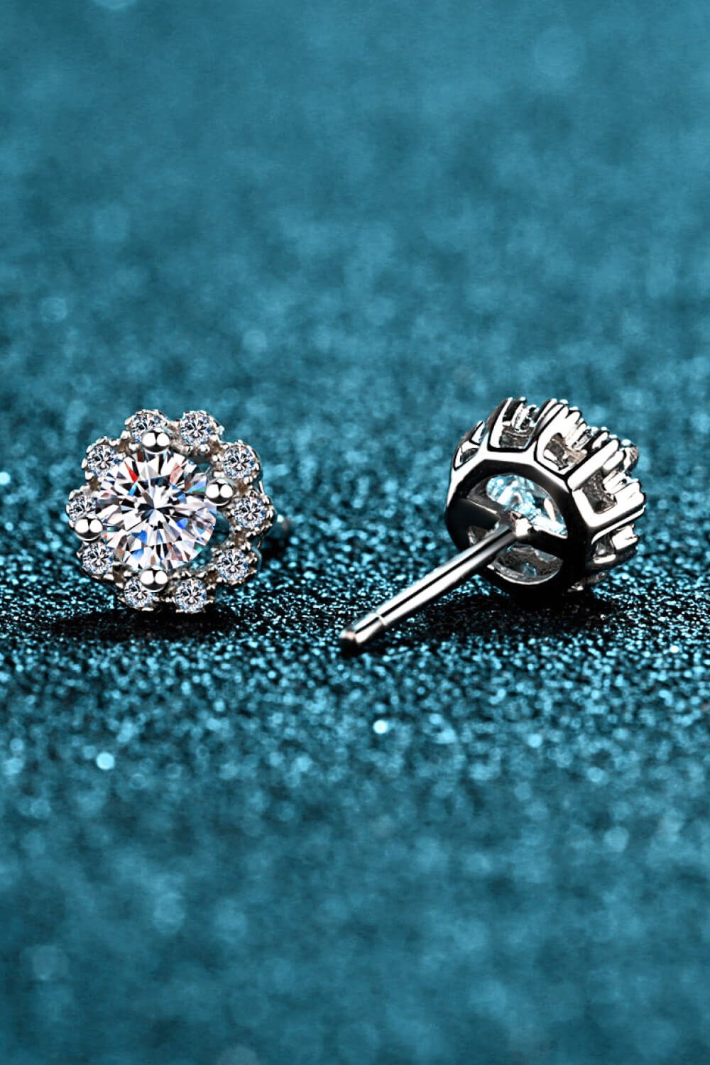 1 Carat Moissanite Floral - Shaped Stud Earrings - Mervyns