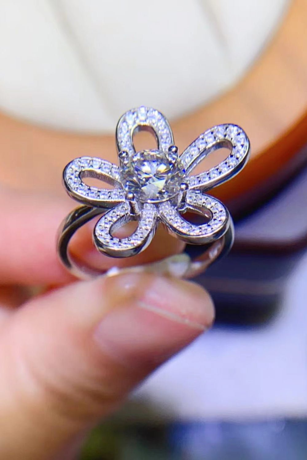 1 Carat Moissanite Flower - Shape Open Ring - Mervyns