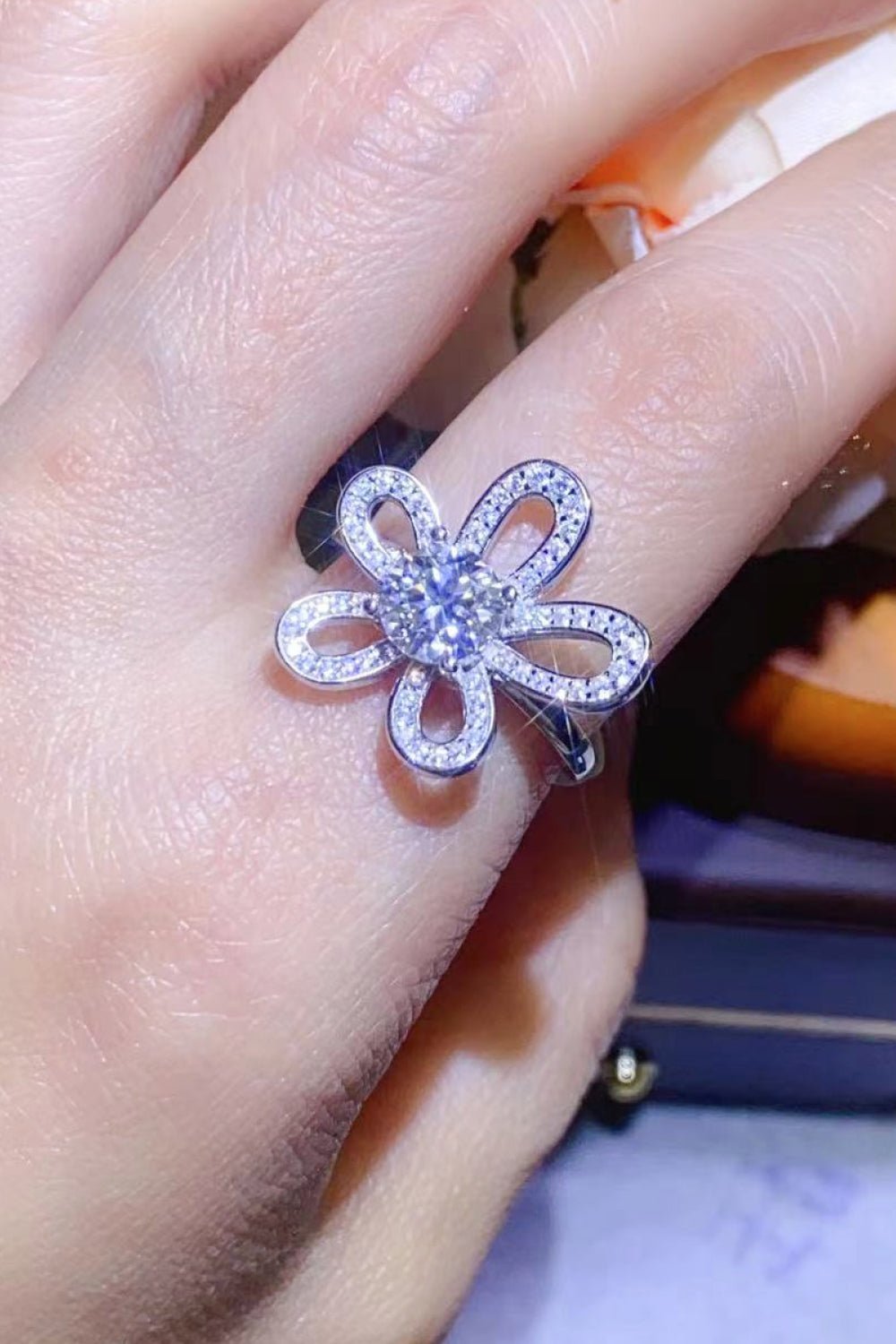 1 Carat Moissanite Flower - Shape Open Ring - Mervyns