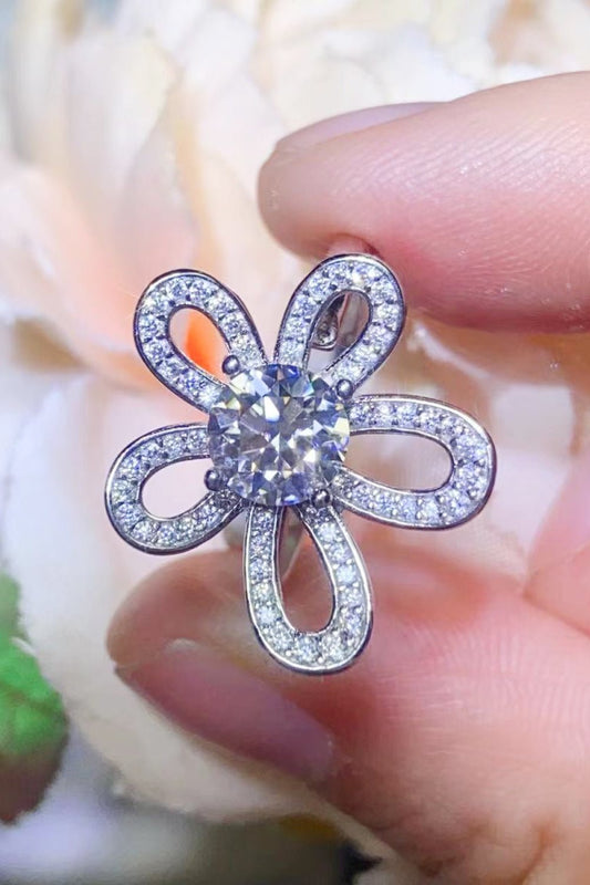 1 Carat Moissanite Flower - Shape Open Ring - Mervyns