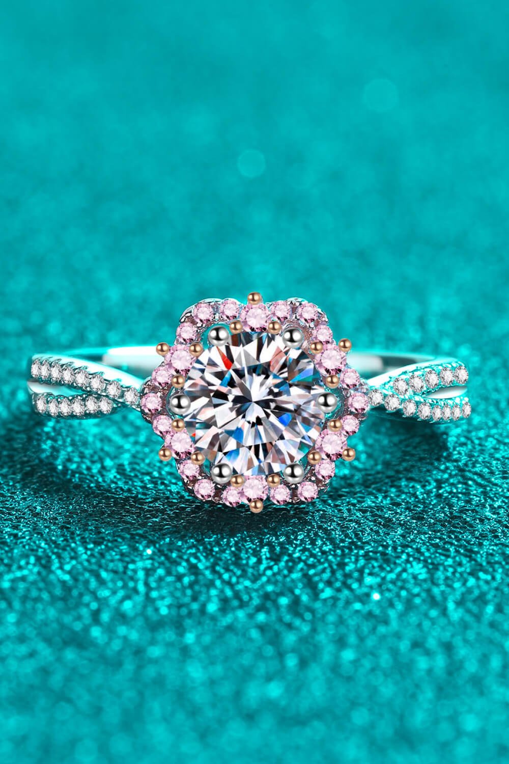 1 Carat Moissanite Flower - Shaped Crisscross Ring - Mervyns