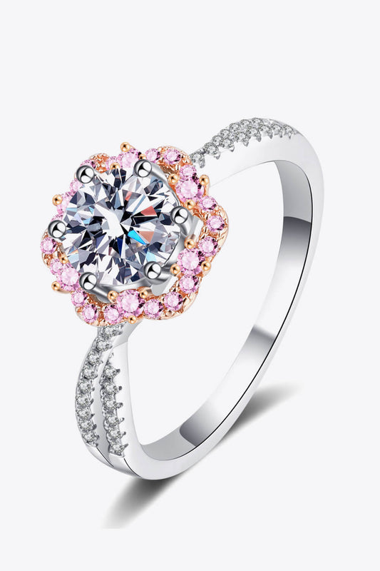 1 Carat Moissanite Flower - Shaped Crisscross Ring - Mervyns