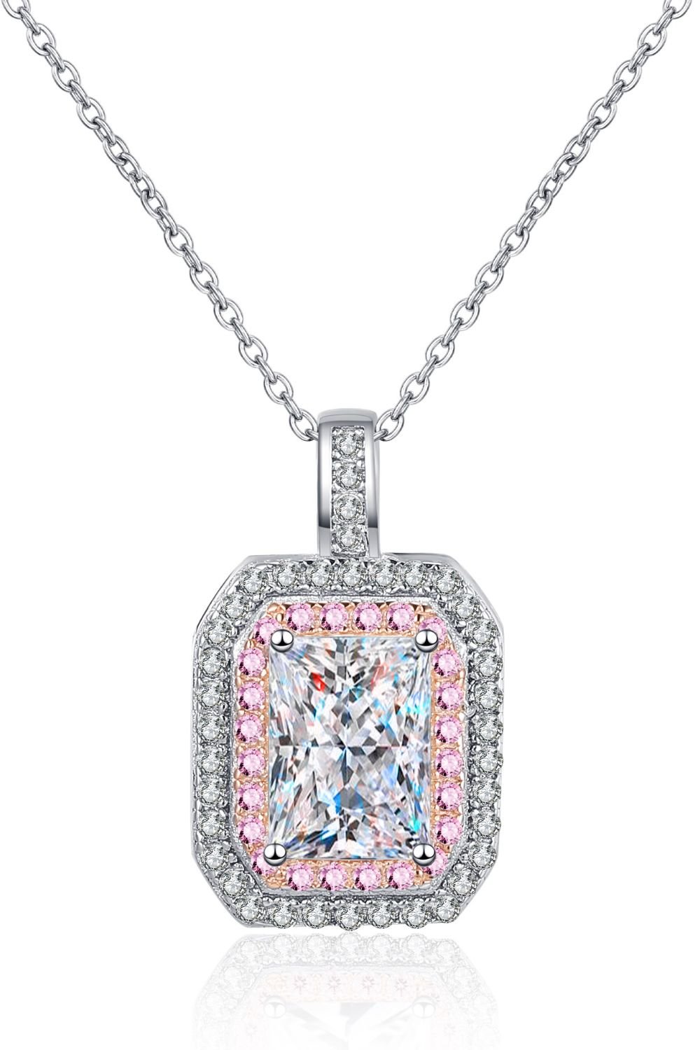 1 Carat Moissanite Geometric Pendant Chain Necklace - Mervyns