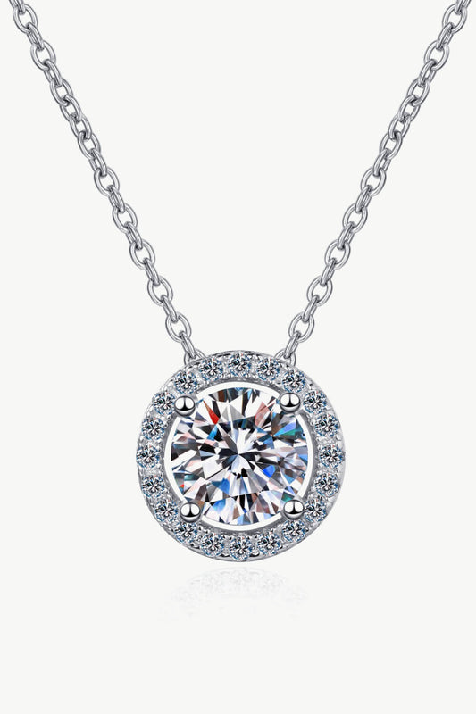 1 Carat Moissanite Round Pendant Chain Necklace - Mervyns