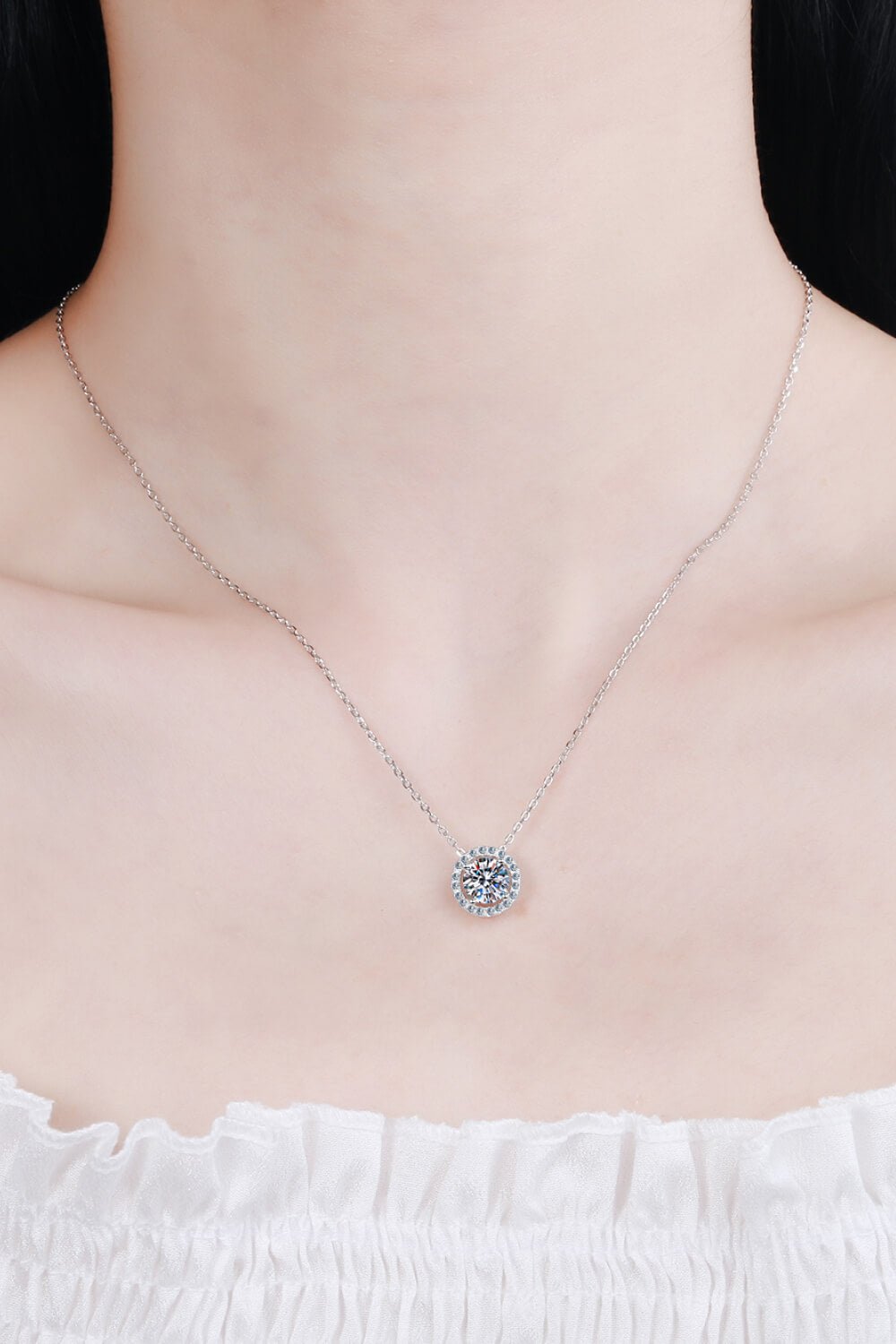 1 Carat Moissanite Round Pendant Chain Necklace - Mervyns