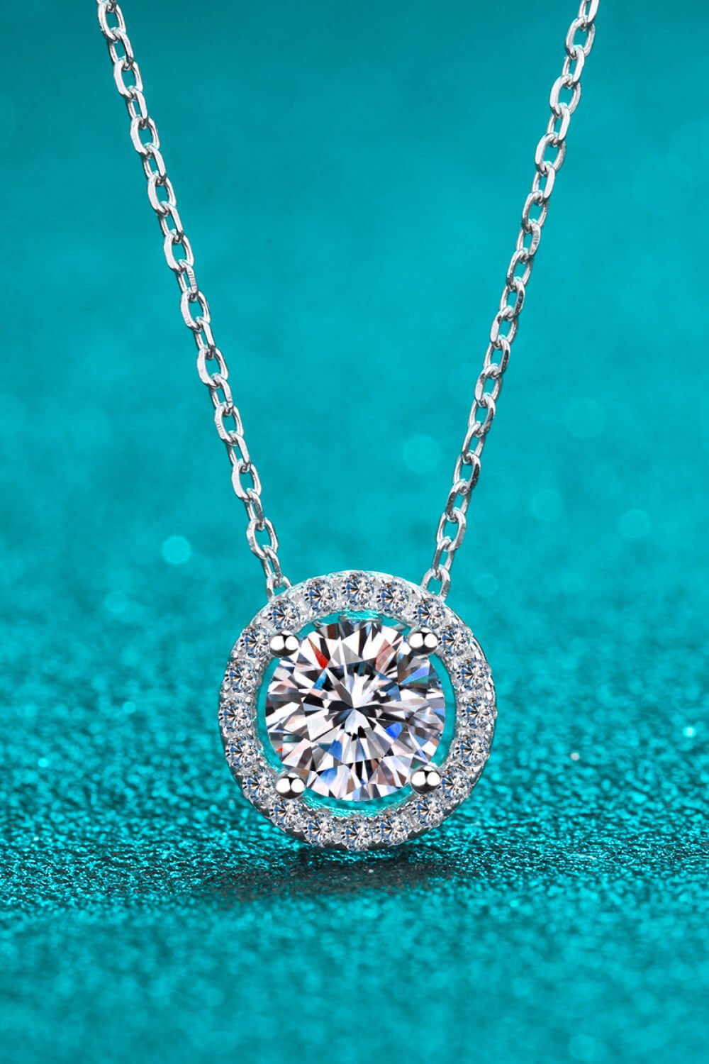 1 Carat Moissanite Round Pendant Chain Necklace - Mervyns