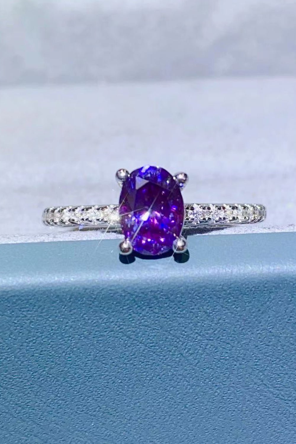 1 Carat Purple Moissanite 4 - Prong Ring - Mervyns