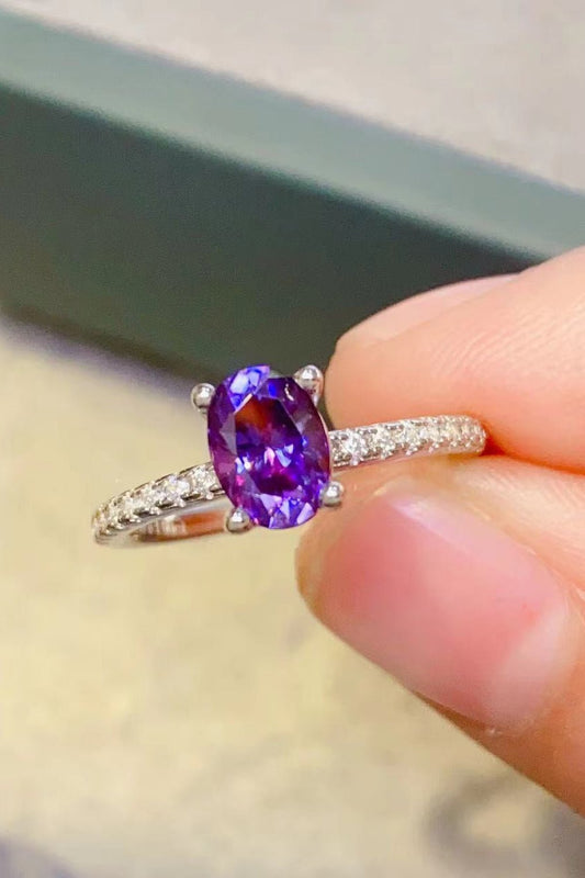 1 Carat Purple Moissanite 4 - Prong Ring - Mervyns