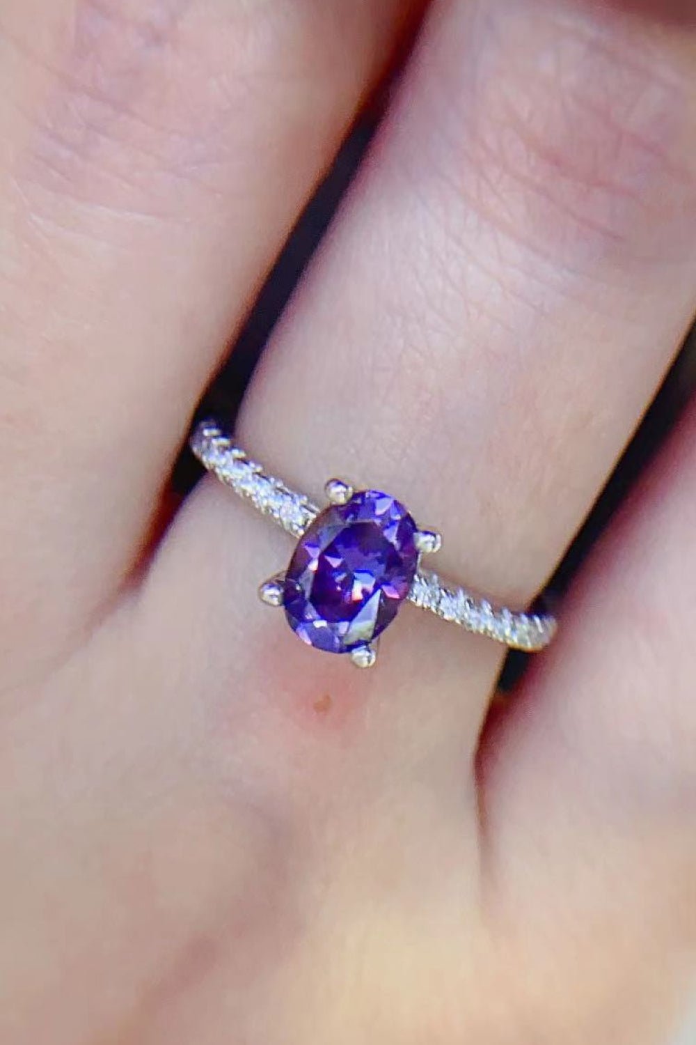 1 Carat Purple Moissanite 4 - Prong Ring - Mervyns