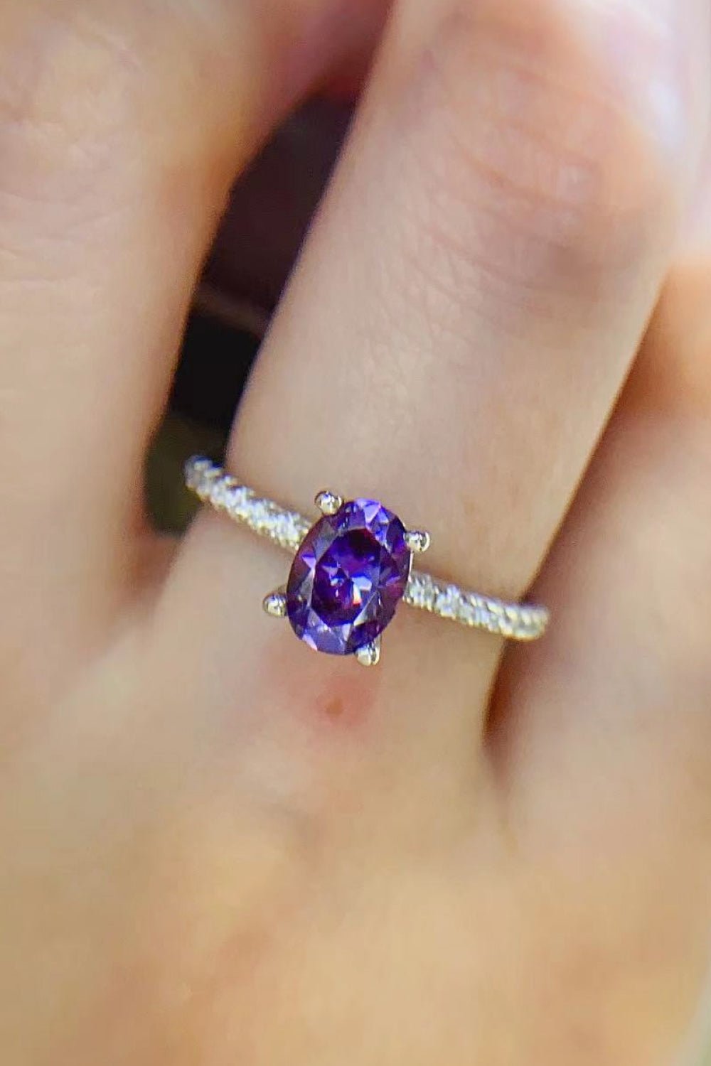 1 Carat Purple Moissanite 4 - Prong Ring - Mervyns