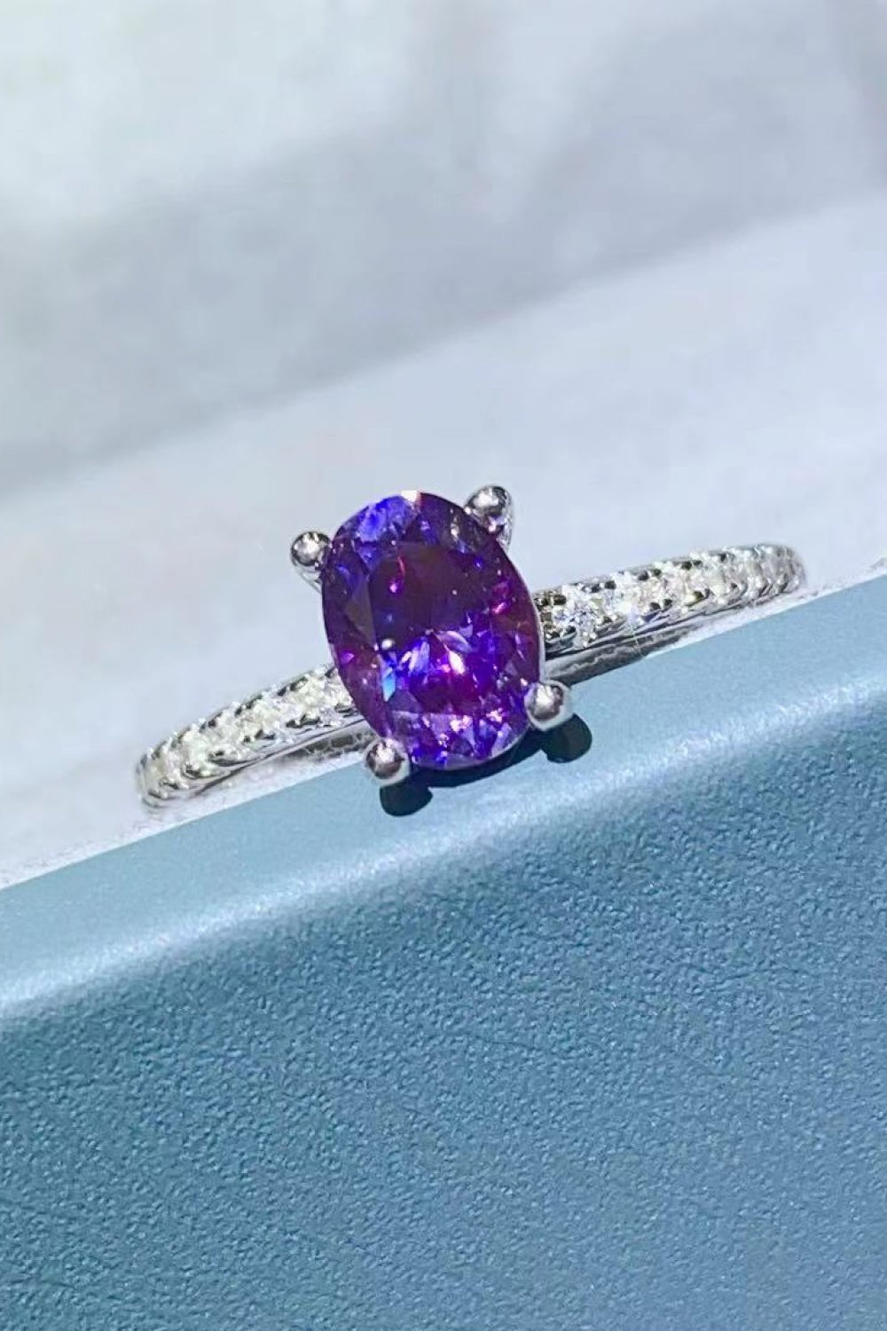 1 Carat Purple Moissanite 4 - Prong Ring - Mervyns