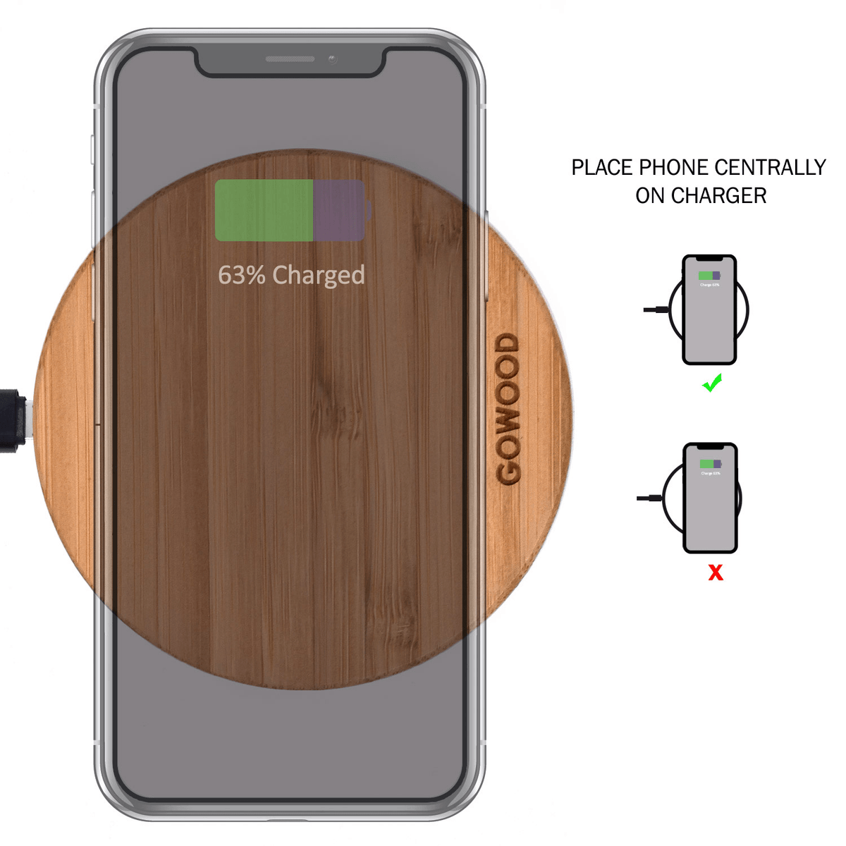 15W Fast Charge Bamboo Wood Wireless Charger - Mervyns