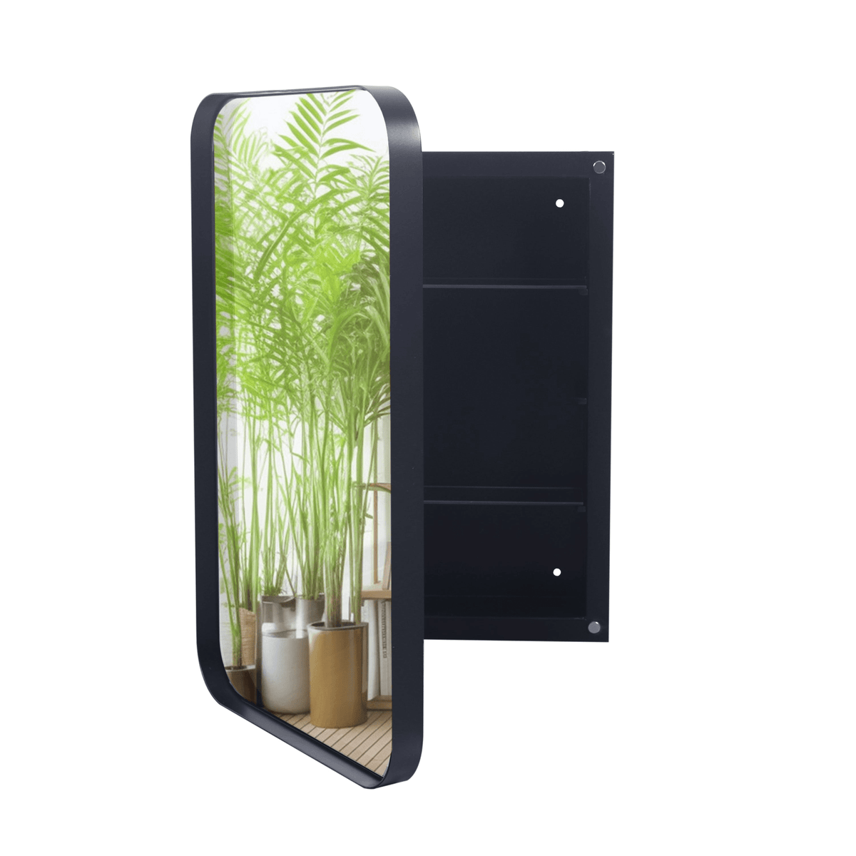 16x24 Inch Recessed Black Metal Framed Medicine Cabinet with Mirror and Adjustable Shelves Black Wall Mirror with Storage for Bathroom - Mervyns