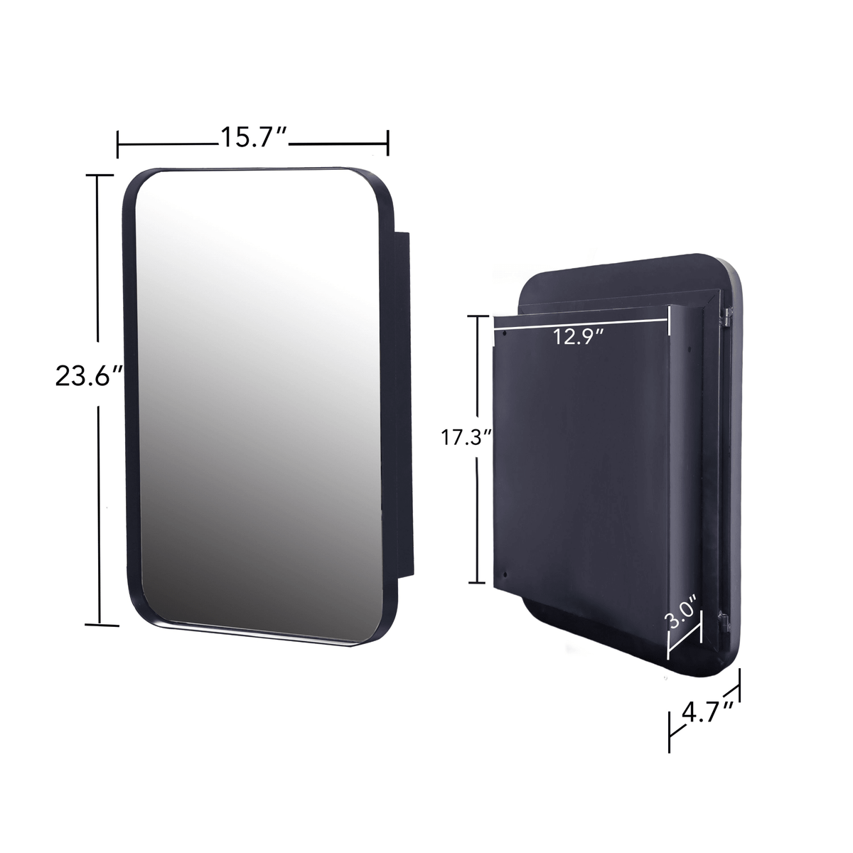 16x24 Inch Recessed Black Metal Framed Medicine Cabinet with Mirror and Adjustable Shelves Black Wall Mirror with Storage for Bathroom - Mervyns
