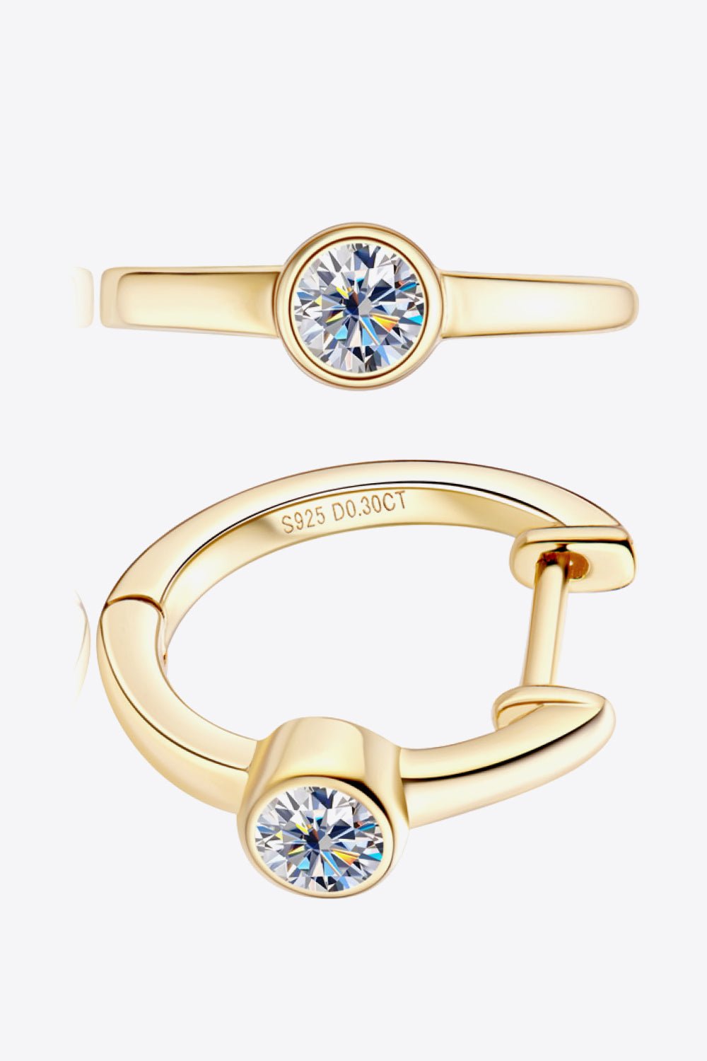 18k Gold - Plated Inlaid Moissanite Huggie Earrings - Mervyns