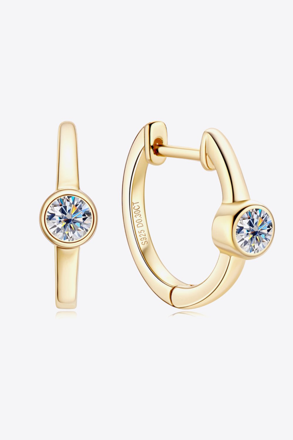 18k Gold - Plated Inlaid Moissanite Huggie Earrings - Mervyns