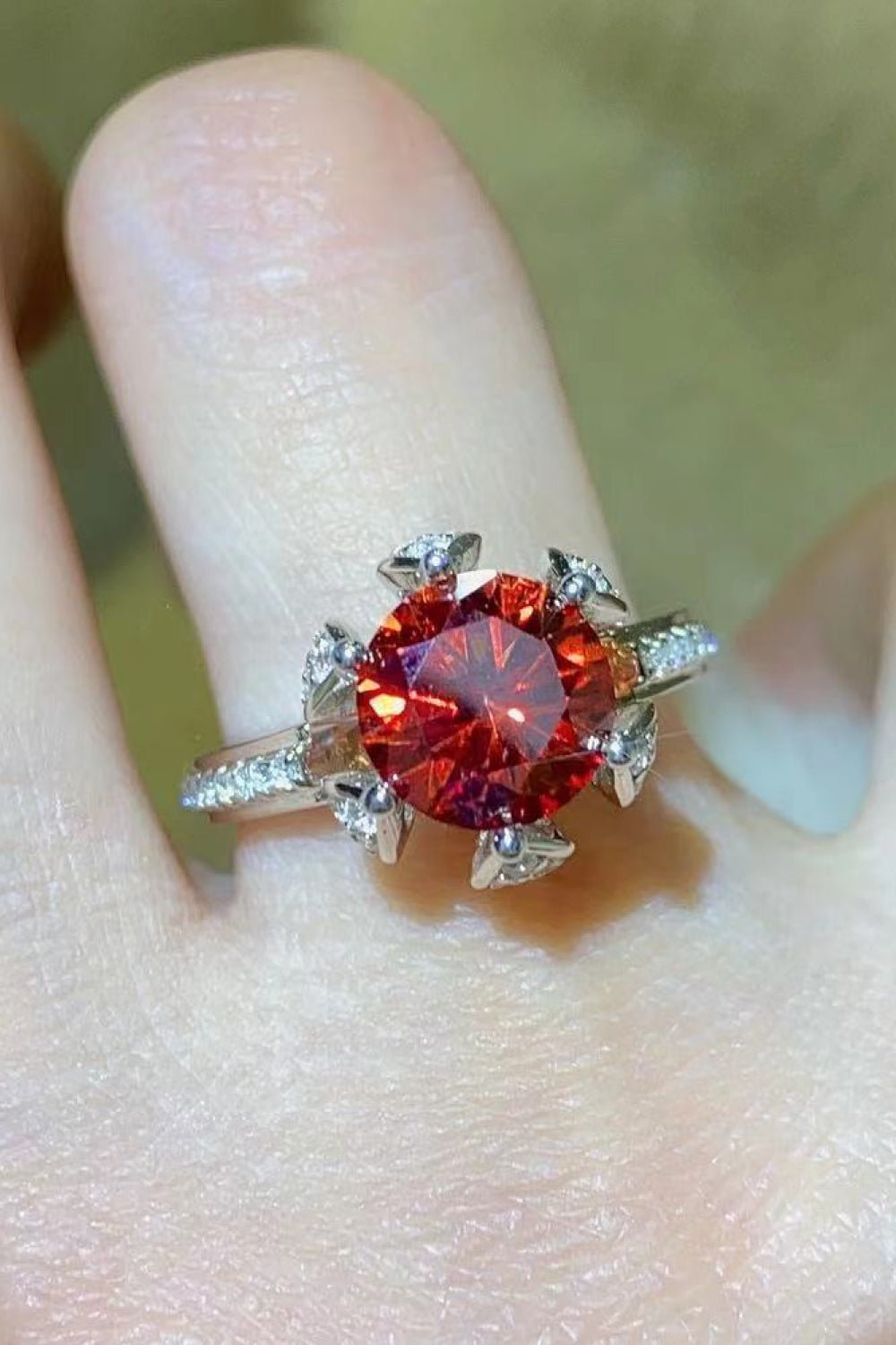 2 Carat Moissanite 6 - Prong Ring in Phoenix Fire - Mervyns