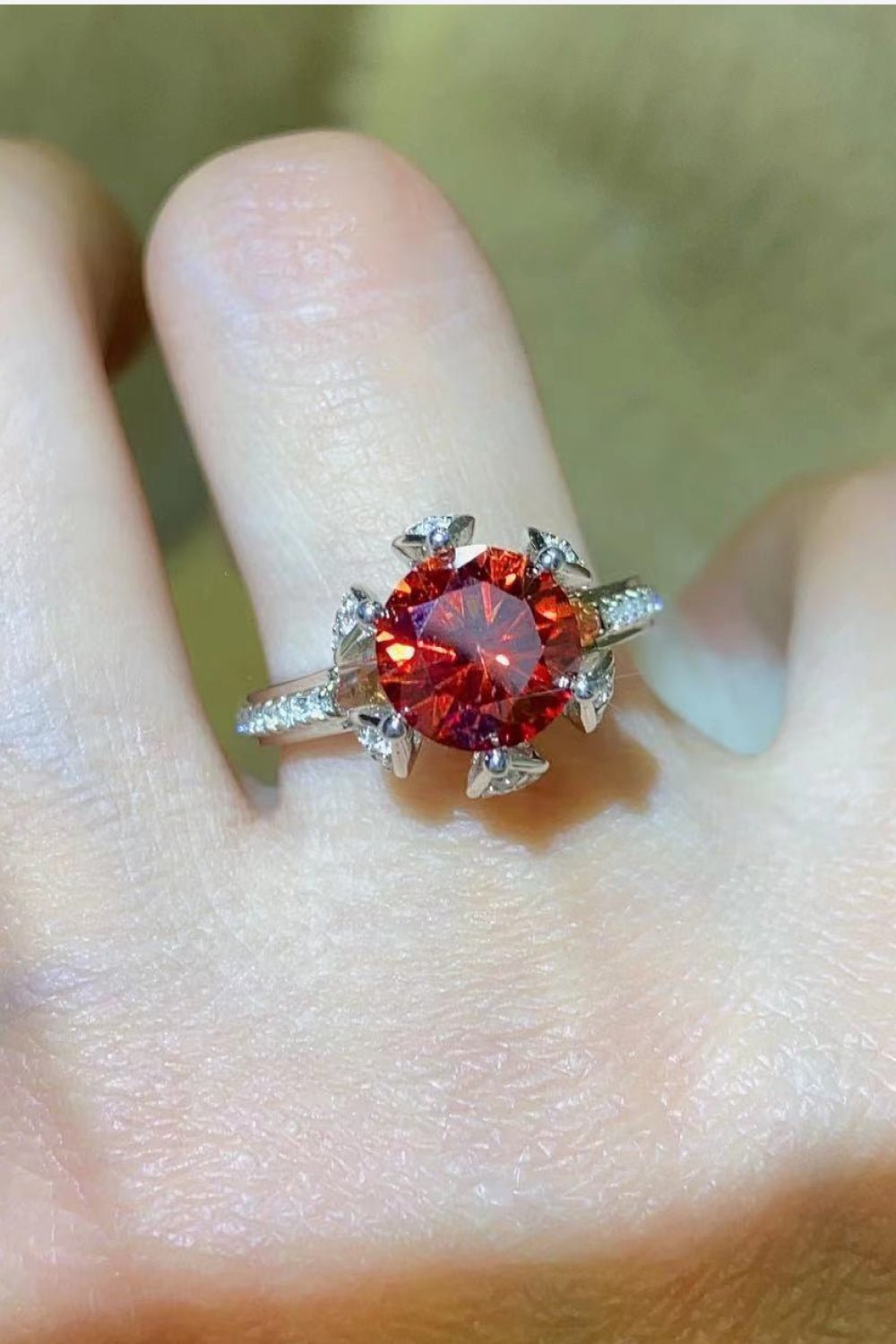 2 Carat Moissanite 6 - Prong Ring in Phoenix Fire - Mervyns