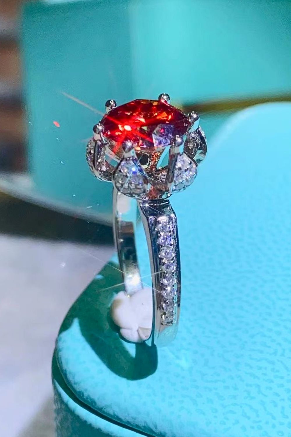 2 Carat Moissanite 6 - Prong Ring in Phoenix Fire - Mervyns