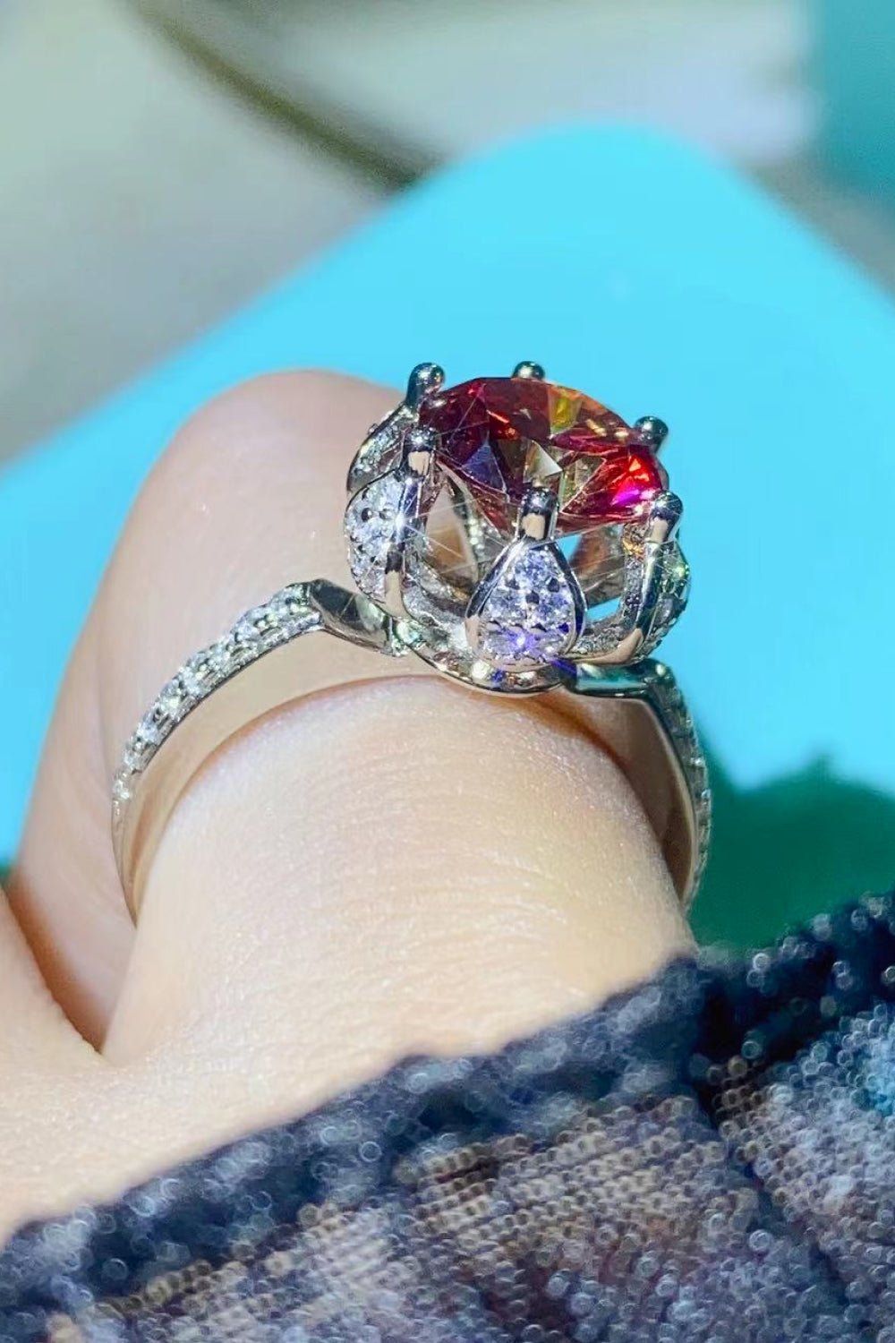 2 Carat Moissanite 6 - Prong Ring in Phoenix Fire - Mervyns