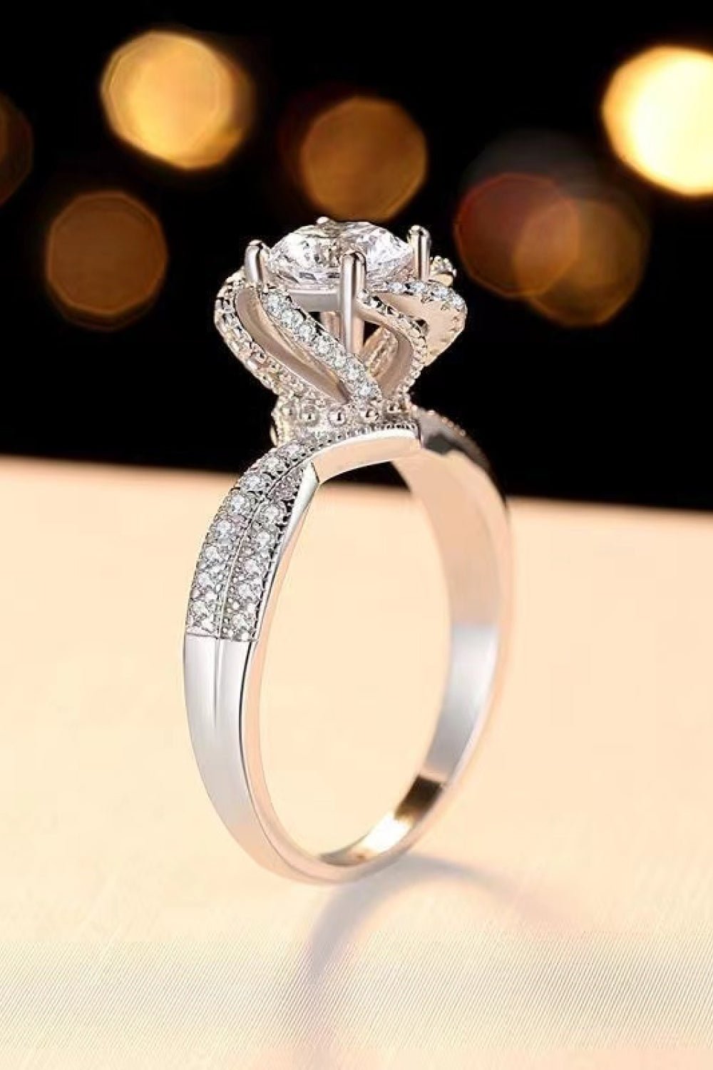 2 Carat Moissanite Floral Platinum - Plated Ring - Mervyns