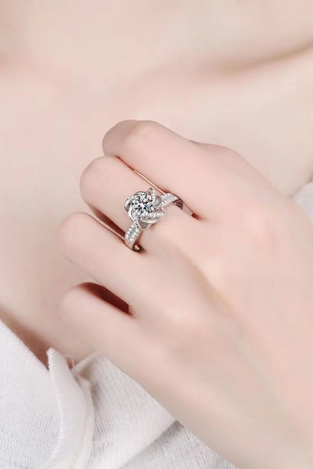 2 Carat Moissanite Floral Platinum - Plated Ring - Mervyns