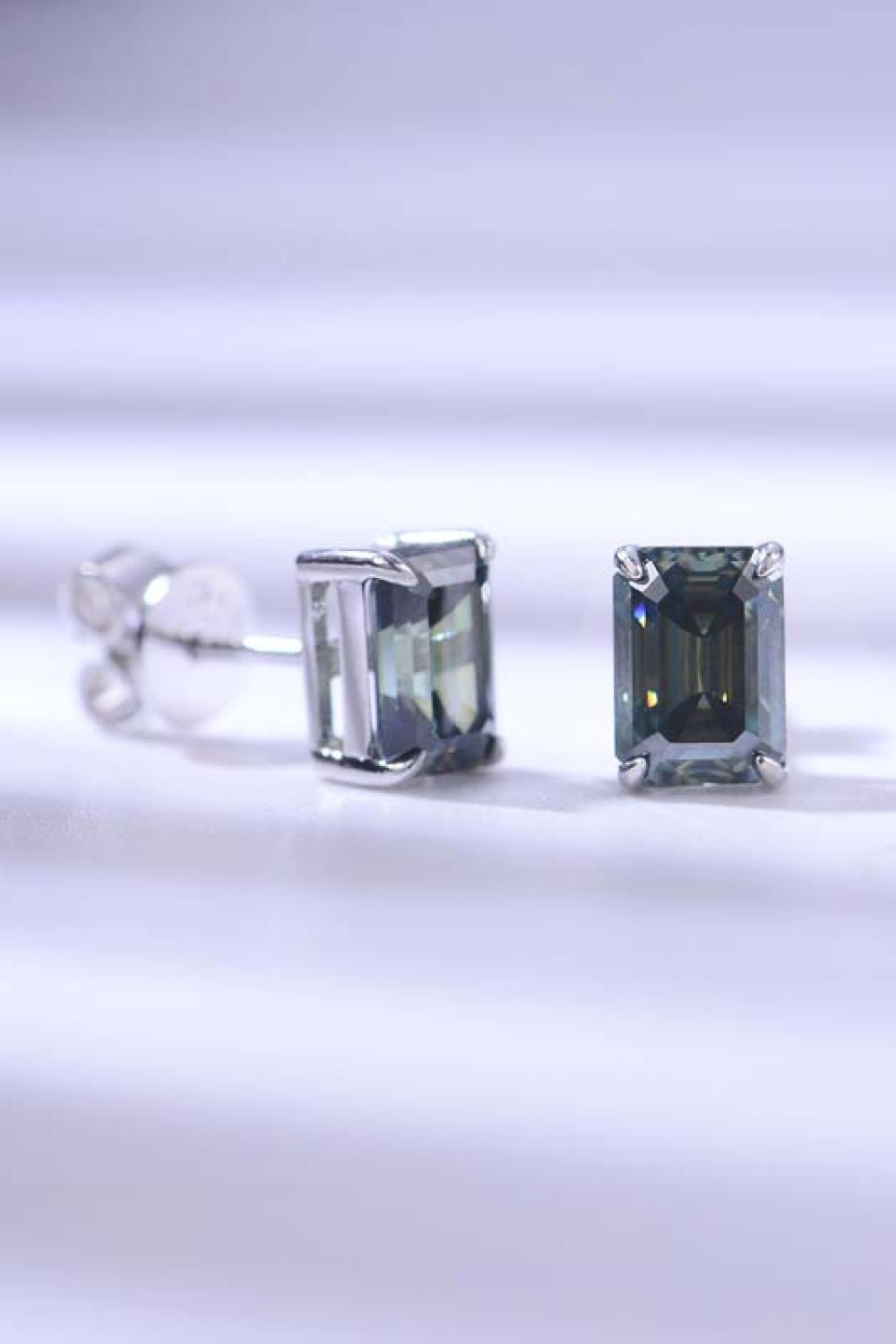 2 Carat Moissanite Stud Earrings in Green - Mervyns