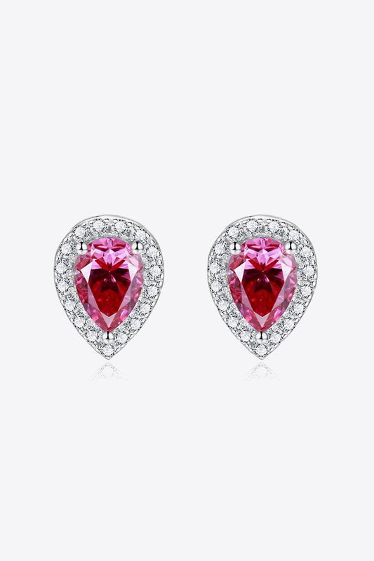 2 Carat Moissanite Teardrop Stud Earrings in Rose - Mervyns