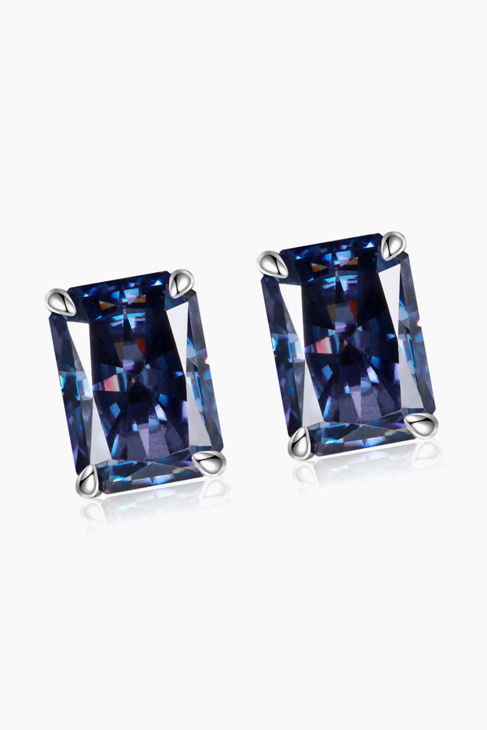 2 Carat Rectangle Moissanite 4 - Prong Stud Earrings - Mervyns